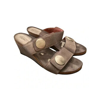 Taos Slip On Wedge Leather Sandals